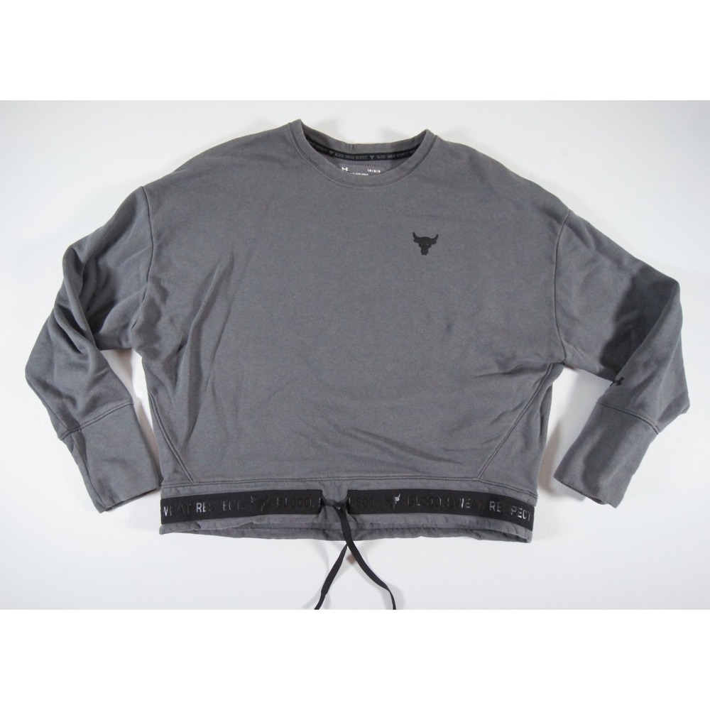 Under Armour Sweatshirt Womens Large Gray Crewneck Project Rock Loose Fit Active